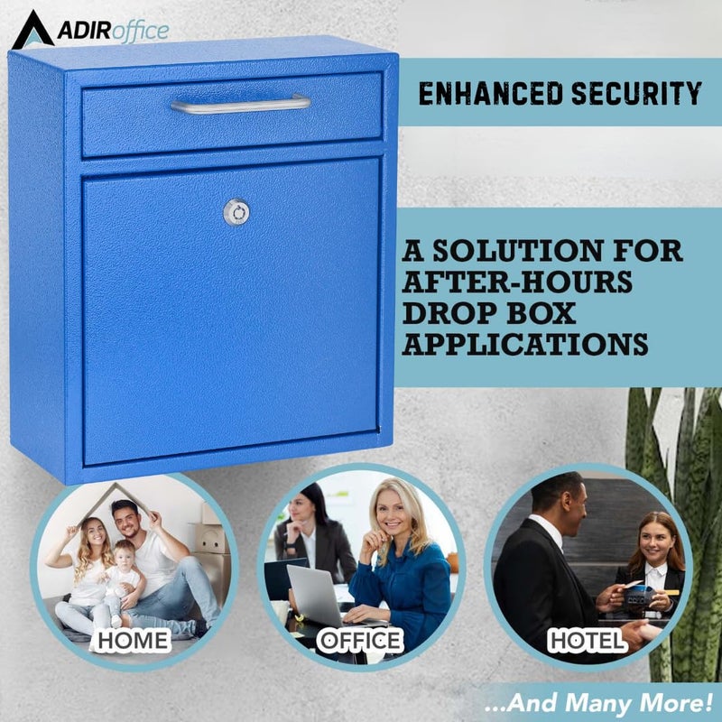 AdirOffice Wall Mount Mailbox - Mailbox with Lock and Keys- Durable Wall Mounted Locking Mailbox and Cash Drop Box for House, Apartments and Bussiness After Hours Deposits - Image 3